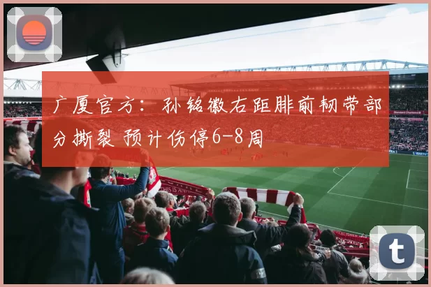 广厦官方：孙铭徽右距腓前韧带部分撕裂 预计伤停6-8周